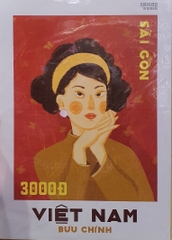 Tranh Hiền Tâm Ba Ngàn Đồng Cô Gái Áo Dài Nâu