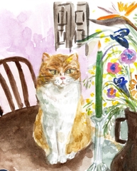 Tranh Tao A3 Cat And Candle / cat boss