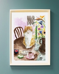 Tranh Tao A3 Cat And Candle / cat boss