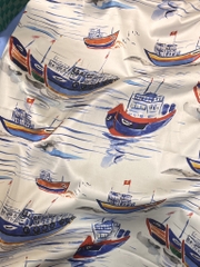 Khăn lụa ghe thuyền miền Trung ( latin silk - 70 x 70 ) Tao Creative