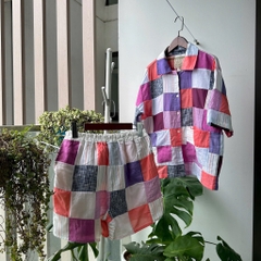 Set áo sơ mi+quần đùi Chế Upcycled Clothing 990