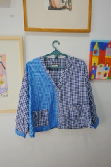 Áo dài tay kẻ caro vải ghép Líu Lô 690