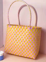 Làn Líu Lô Hồng Vàng 280 Watermelon+ Peach | Jolie Checkboard Shopper