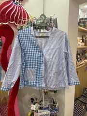 Áo dài tay kẻ caro vải ghép Líu Lô 690