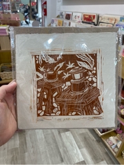 Tranh in tay Vốn cổ Huế Mộc Trà Cà phê muối 15 x 15