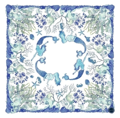 SILK SCARF LY VU CARRE BORN IN BLUE 90X90