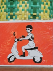 Tranh Hannah Budd Riso Red moped
