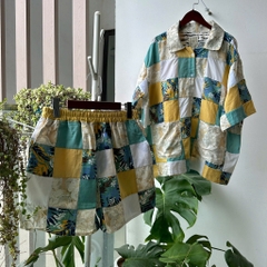 Set áo sơ mi+quần đùi Chế Upcycled Clothing 990