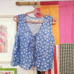 Áo không tay cột nơ xanh blue nhiệt đới Líu Lô