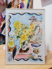 Tranh Tao A4 Girl with sunflowers