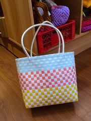 Jo Checkboard Shopper | Tiffany + Orange + Lemon