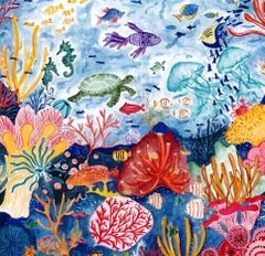 SILK SCARF LY VU OCEAN WORLD MAX 140X140
