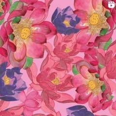 SILK SCARF LY VU LOTUS LAND 90X90