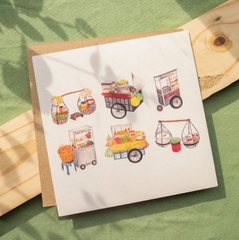 Tranh PhanhShi Vuông Cà phê / Hàng rong / Bữa cơm / Xe bánh mì
