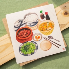 Tranh PhanhShi Vuông Cà phê / Hàng rong / Bữa cơm / Xe bánh mì