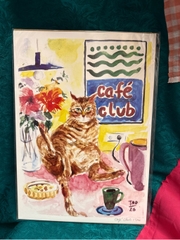 Tranh Tao A4 Cafe cat