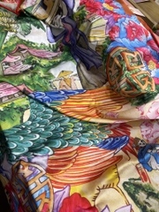 SILK SCARF LY VU 90X90 Vietnam Indochina