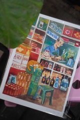 Tranh Pan Grocery Store cat a4