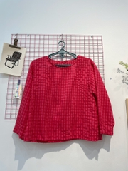 Áo dài tay kẻ caro đỏ hồng Líu Lô 450