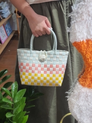 Làn Jo Checkboard Shopper 180 | Tiffany + Orange + Lemon