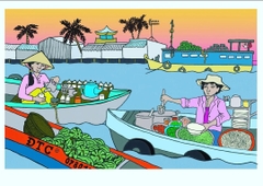 Tranh Hannah Budd Floating Market