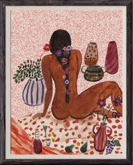 Tranh Tao flower girl / girl with ceramics A3