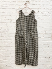 Jumpsuit kẻ ca rô trắng đen Líu Lô
