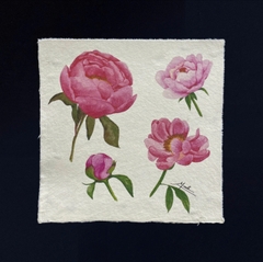Tranh giấy dó peony Mai Lê