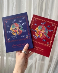 Khăn lụa vuông Huế motif đỏ Mai Lê