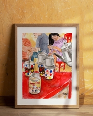 Tranh Tao A4 Hanoi street - styled coffee