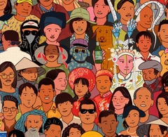 Tranh Lương Doo A4 Bắc Nam một nhà