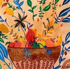 SILK SCARF LY VU Tropical Fruits 90X90