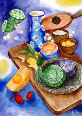 Tranh A4 Ly Vũ MID-AUTUMN FLAVORS 2