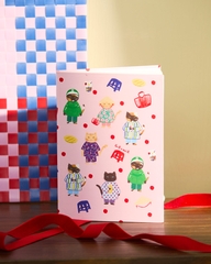 Sổ A5 Dot Mai Lê x Líu Lô mèo nền hồng 100gsm / 120 page