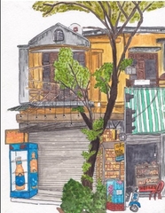 Tranh Soulbird Hanoi Old House 02 A4