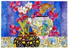 SILK SCARF LY VU ORIENTAL DREAM 90X90