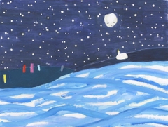 Tranh A4 the moon Ayako Akai