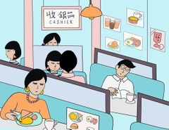 Tranh Hannah Budd A4 Hong Kong cafe