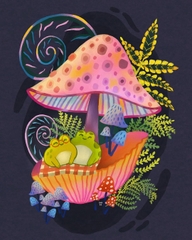 Tranh A4 Pan frogs and mushrooms