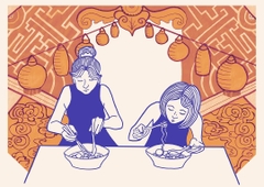 Tranh Hannah Budd A4 Digital Bangkok noodles
