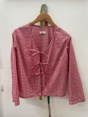 Áo dài tay kẻ caro đỏ Líu Lô 630