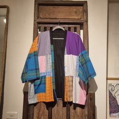 Áo khoác kẻ caro tím cam hồng Chế Upcycled Clothing