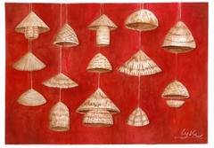 Tranh A3 Ly Vũ Traditional Vietnamese Bamboo Lampshade