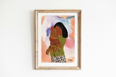 Tranh Tao A4 Little girl with rooster