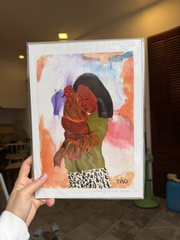 Tranh Tao A4 Little girl with rooster
