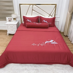 Bộ chăn ga gối phi lụa chần phủ 5 món