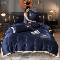 Bộ chăn ga gối phi lụa thêu