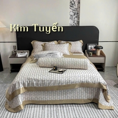 Bộ chăn ga gối lụa 100s Mark Jacob 5 món free size