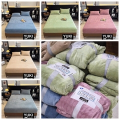 Ga gối nỉ nhung sữa YUKI Siêu dày mềm mại ấm áp