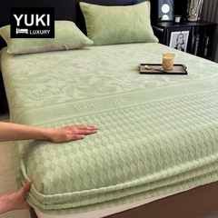 Ga Gối Nỉ Nhung YUKI Cao Cấp Siêu Mềm Ấm Mịn, Sang Trọng Gồm 2 Vỏ Gối và 1 ga